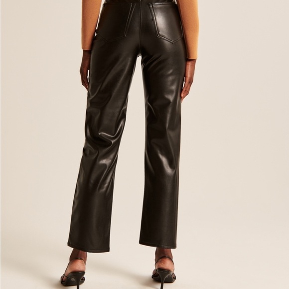 Abercrombie & Fitch Ultra High Rise Vegan Leather Ankle Straight Pant - Picture 7 of 7